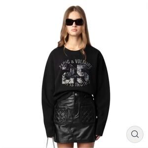 B57 Zadig & Voltaire Sweatshirt Womens XS Arvene Logo Embellished Street Baddie
